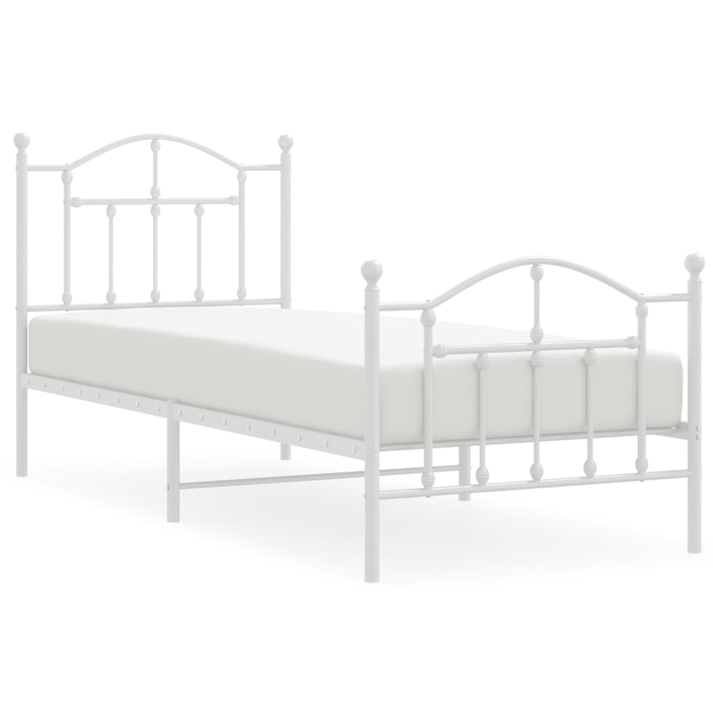 Cadre de lit métal sans matelas avec pied de lit blanc 90x200cm - XIOS