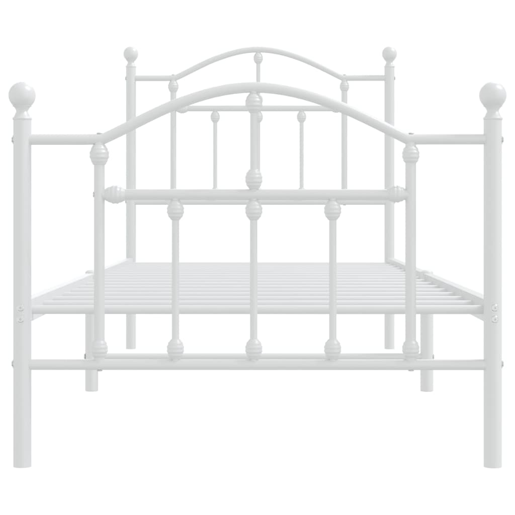 Cadre de lit métal sans matelas avec pied de lit blanc 90x200cm - XIOS