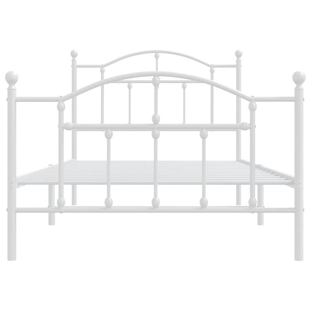 Cadre de lit métal sans matelas et pied de lit blanc 100x190 cm - XIOS