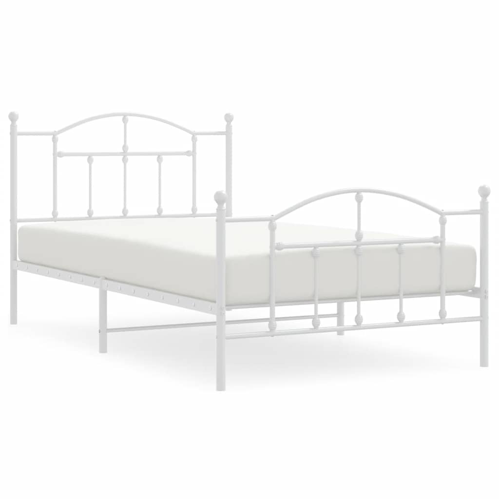Cadre de lit métal sans matelas et pied de lit blanc 100x200 cm - XIOS
