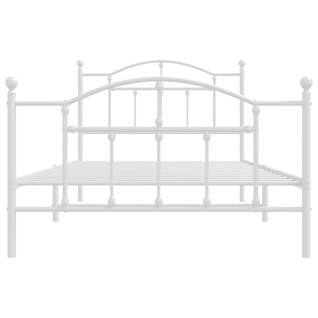 Cadre de lit métal sans matelas et pied de lit blanc 100x200 cm - XIOS