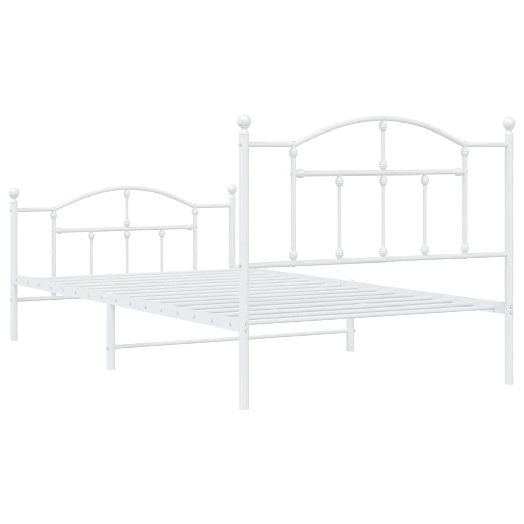 Cadre de lit métal sans matelas et pied de lit blanc 100x200 cm - XIOS