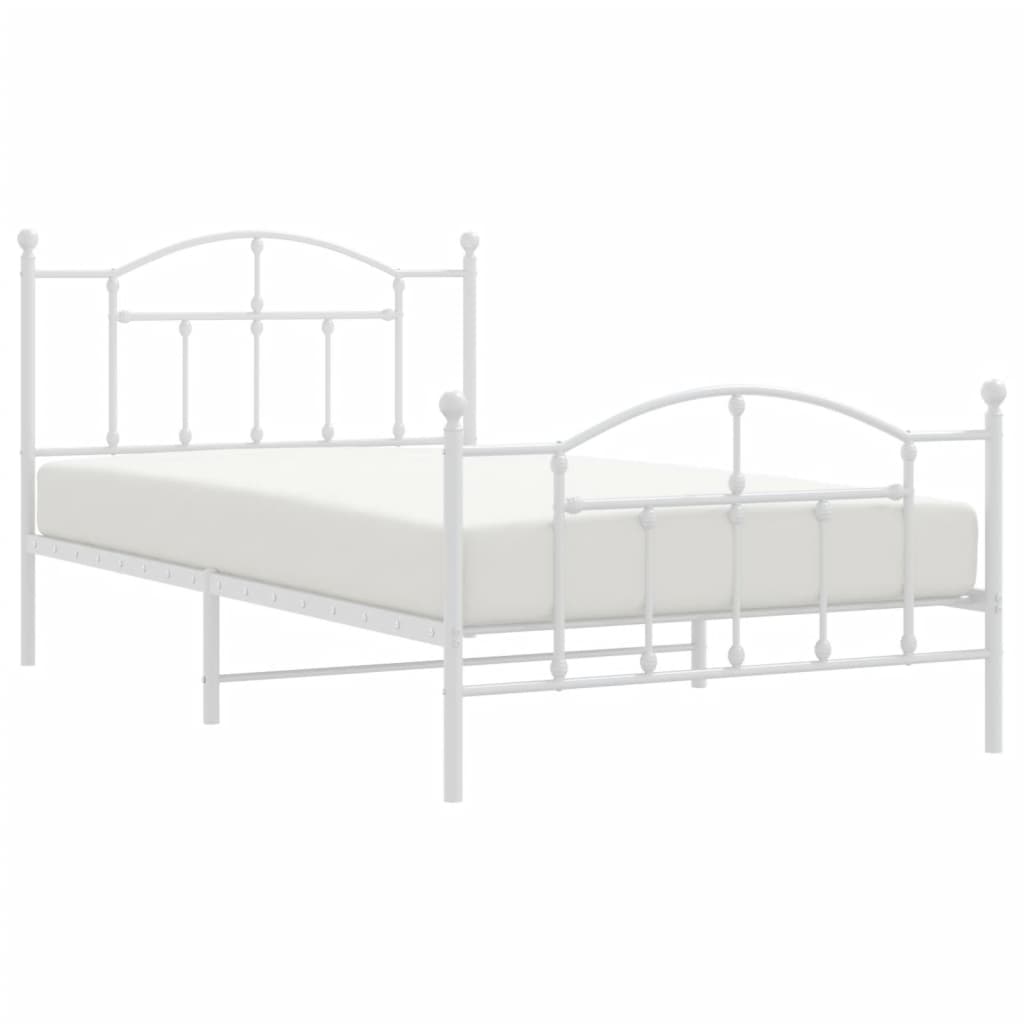 Cadre de lit métal sans matelas et pied de lit blanc 107x203 cm - XIOS