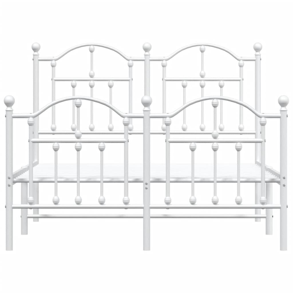 Cadre de lit métal sans matelas et pied de lit blanc 120x190 cm - XIOS