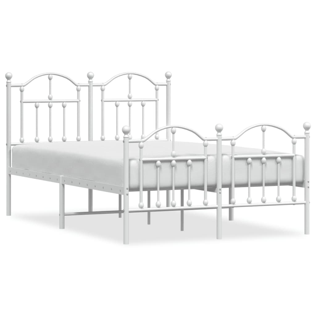 Cadre de lit métal sans matelas et pied de lit blanc 120x200 cm - XIOS