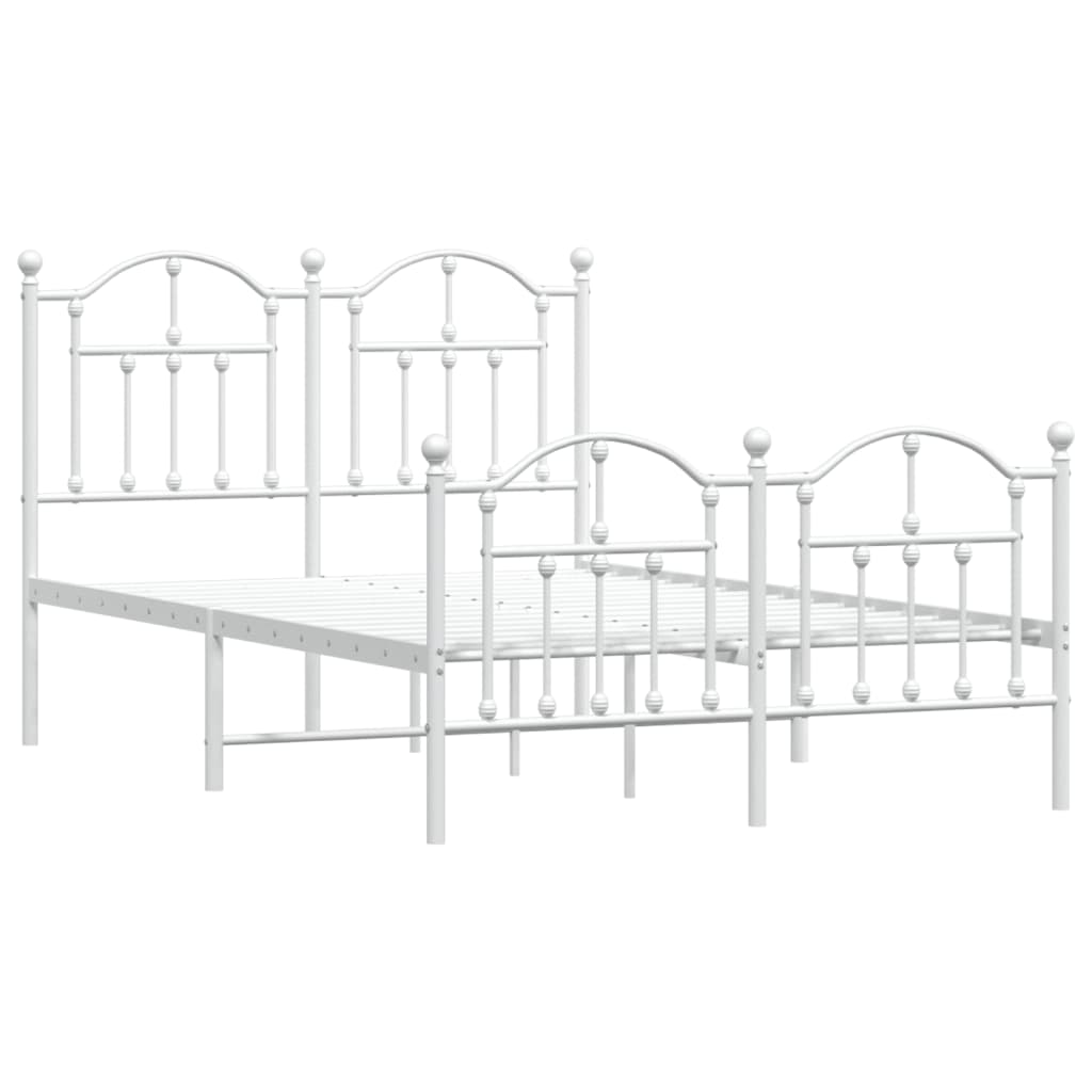 Cadre de lit métal sans matelas et pied de lit blanc 120x200 cm - XIOS