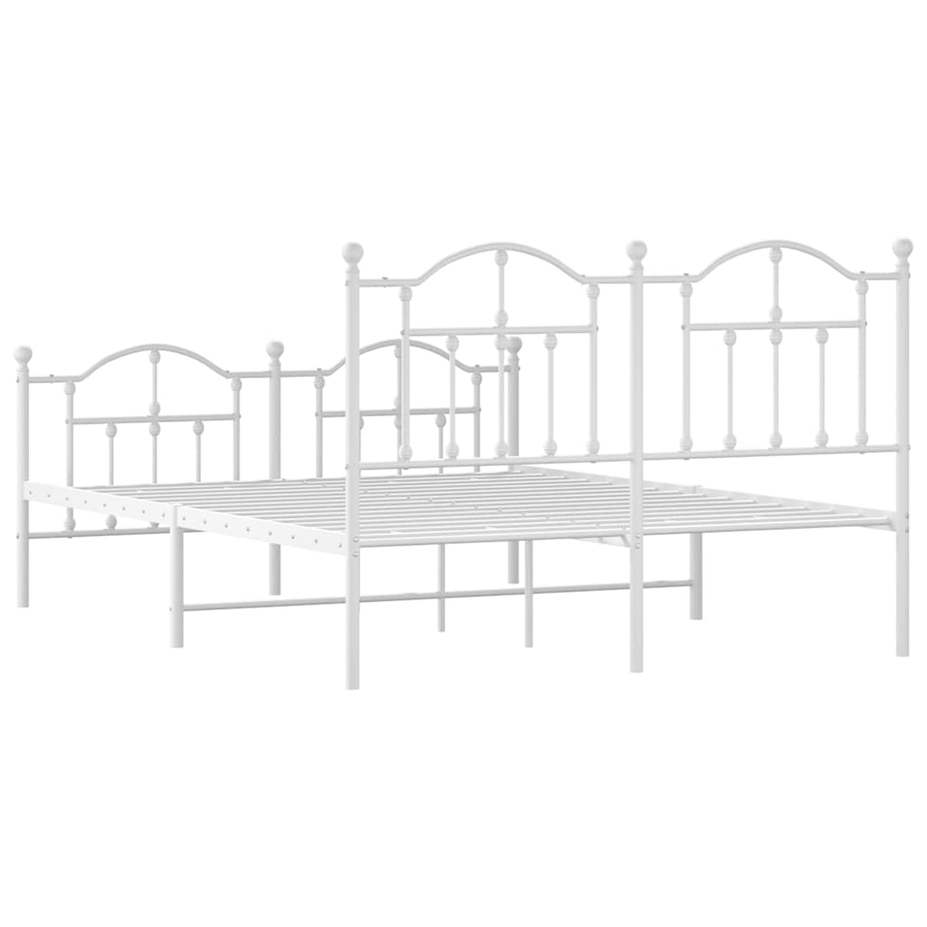 Cadre de lit métal sans matelas et pied de lit blanc 135x190 cm - XIOS