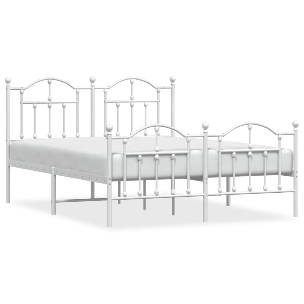 Cadre de lit métal sans matelas et pied de lit blanc 140x190 cm - XIOS