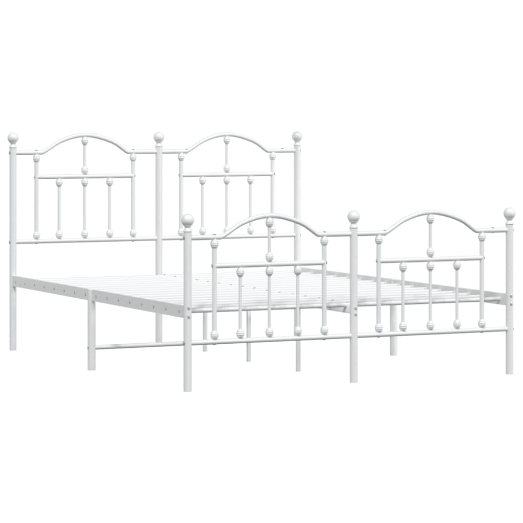 Cadre de lit métal sans matelas et pied de lit blanc 140x190 cm - XIOS
