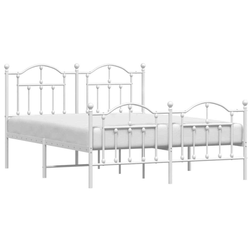 Cadre de lit métal sans matelas et pied de lit blanc 140x190 cm - XIOS