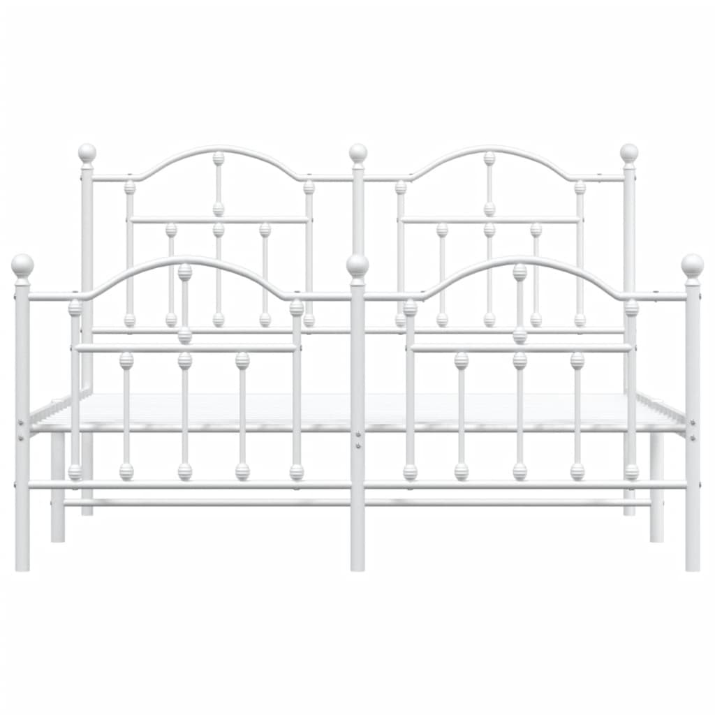 Cadre de lit métal sans matelas et pied de lit blanc 140x190 cm - XIOS