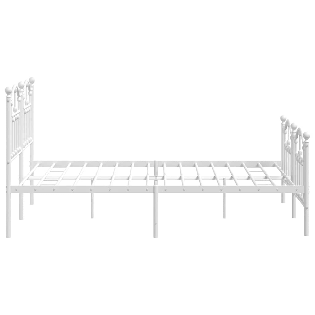 Cadre de lit métal sans matelas et pied de lit blanc 140x190 cm - XIOS