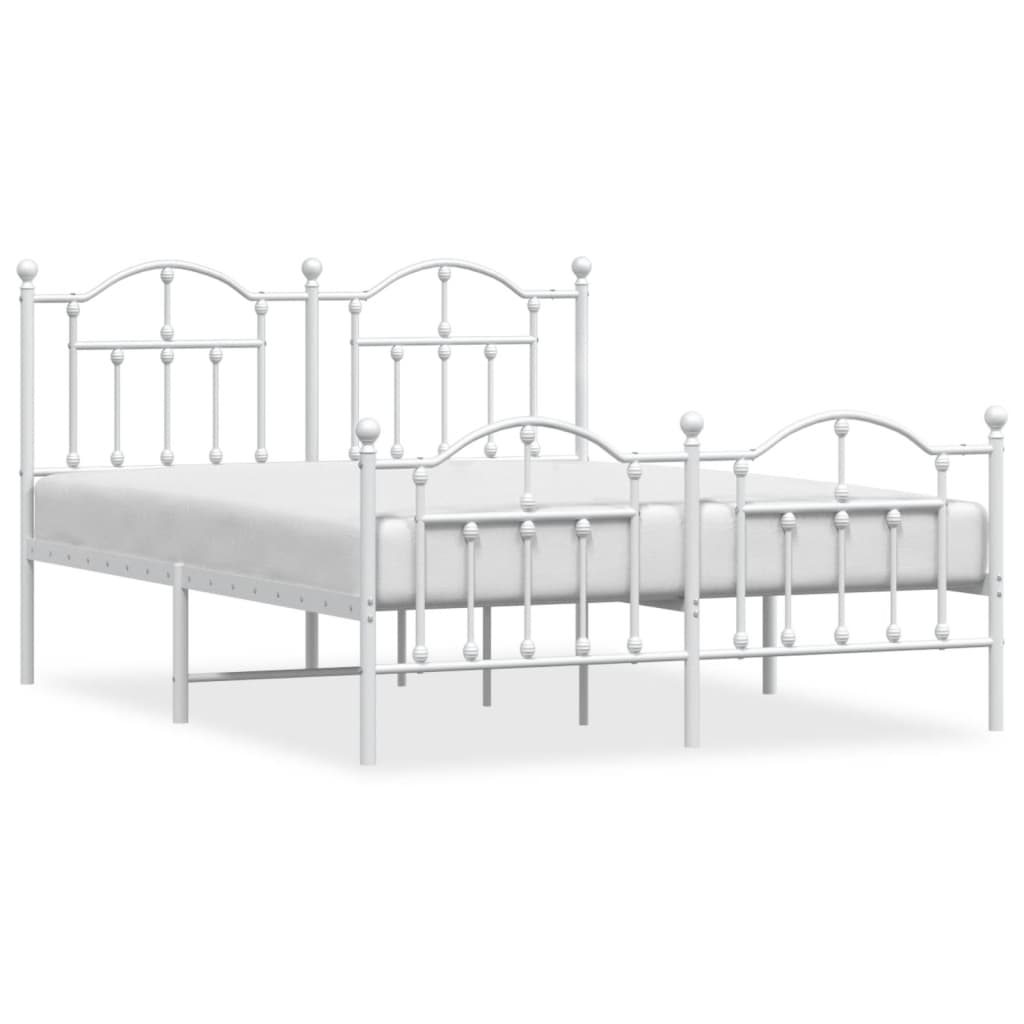 Cadre de lit métal sans matelas et pied de lit blanc 140x200 cm - XIOS