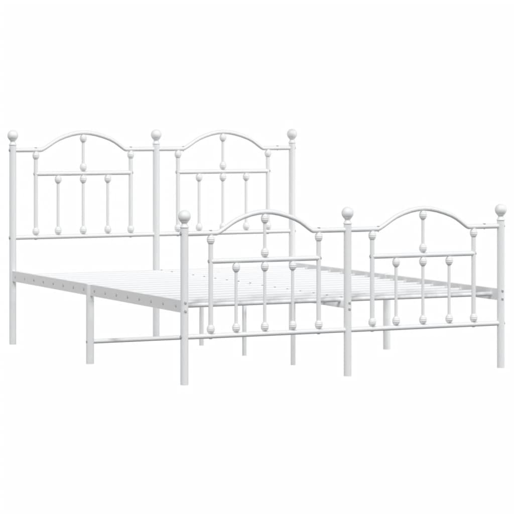 Cadre de lit métal sans matelas et pied de lit blanc 140x200 cm - XIOS