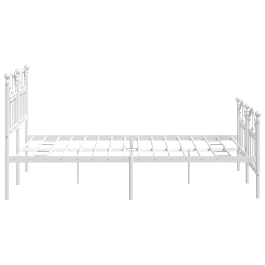 Cadre de lit métal sans matelas et pied de lit blanc 140x200 cm - XIOS
