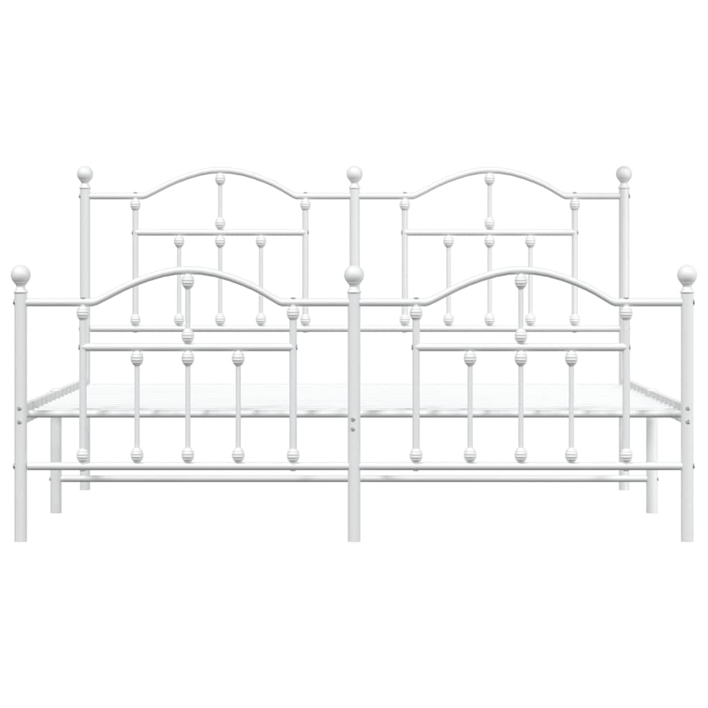 Cadre de lit métal sans matelas et pied de lit blanc 160x200 cm - XIOS