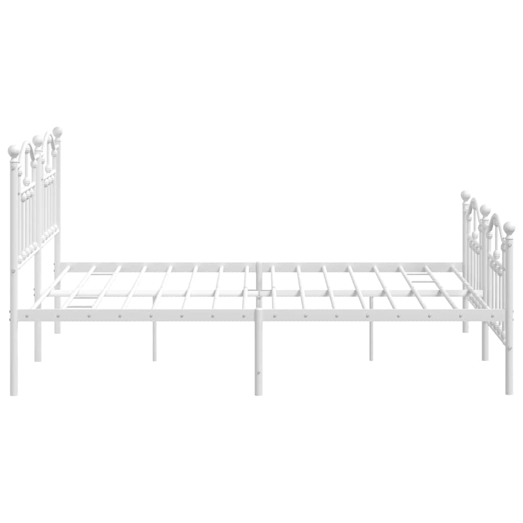 Cadre de lit métal sans matelas et pied de lit blanc 160x200 cm - XIOS
