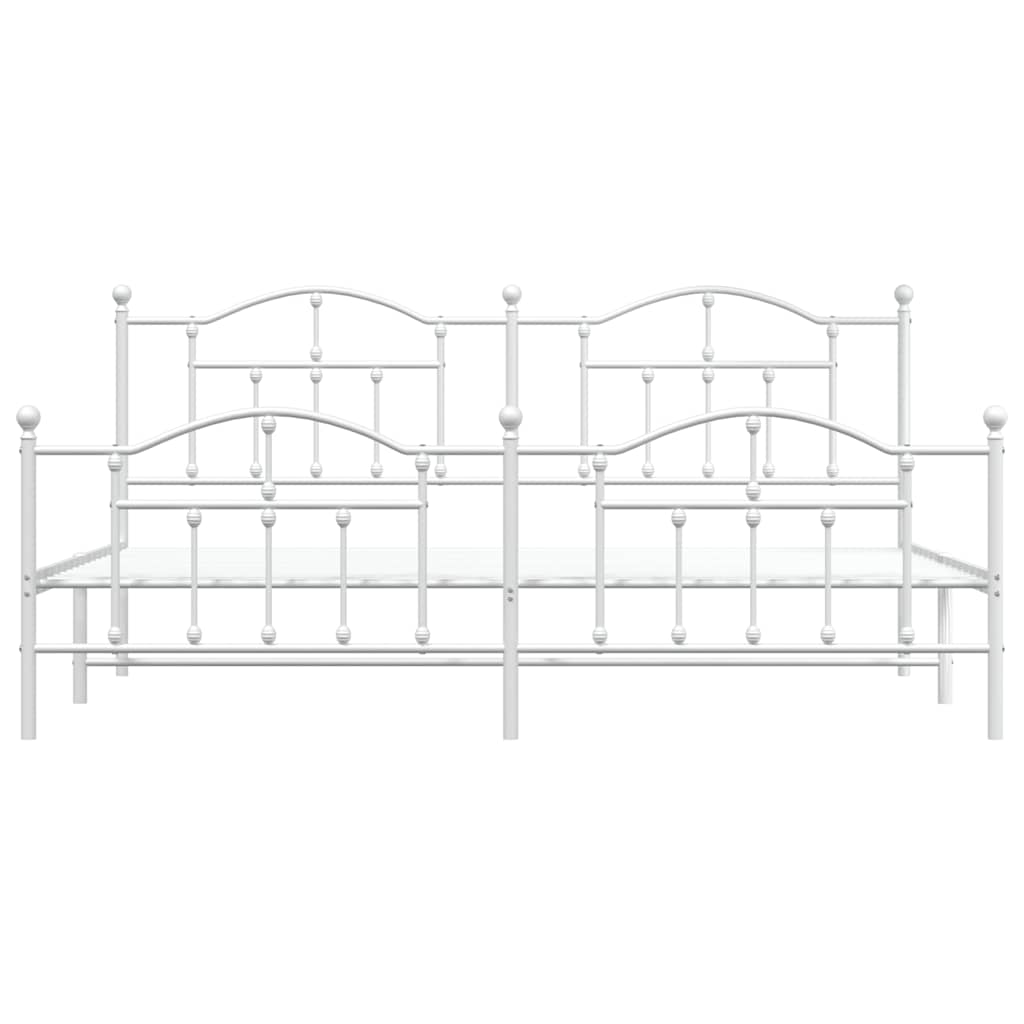 Cadre de lit métal sans matelas et pied de lit blanc 193x203 cm - XIOS