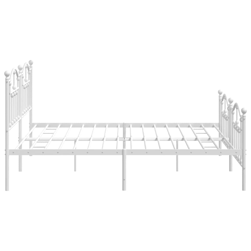 Cadre de lit métal sans matelas et pied de lit blanc 193x203 cm - XIOS