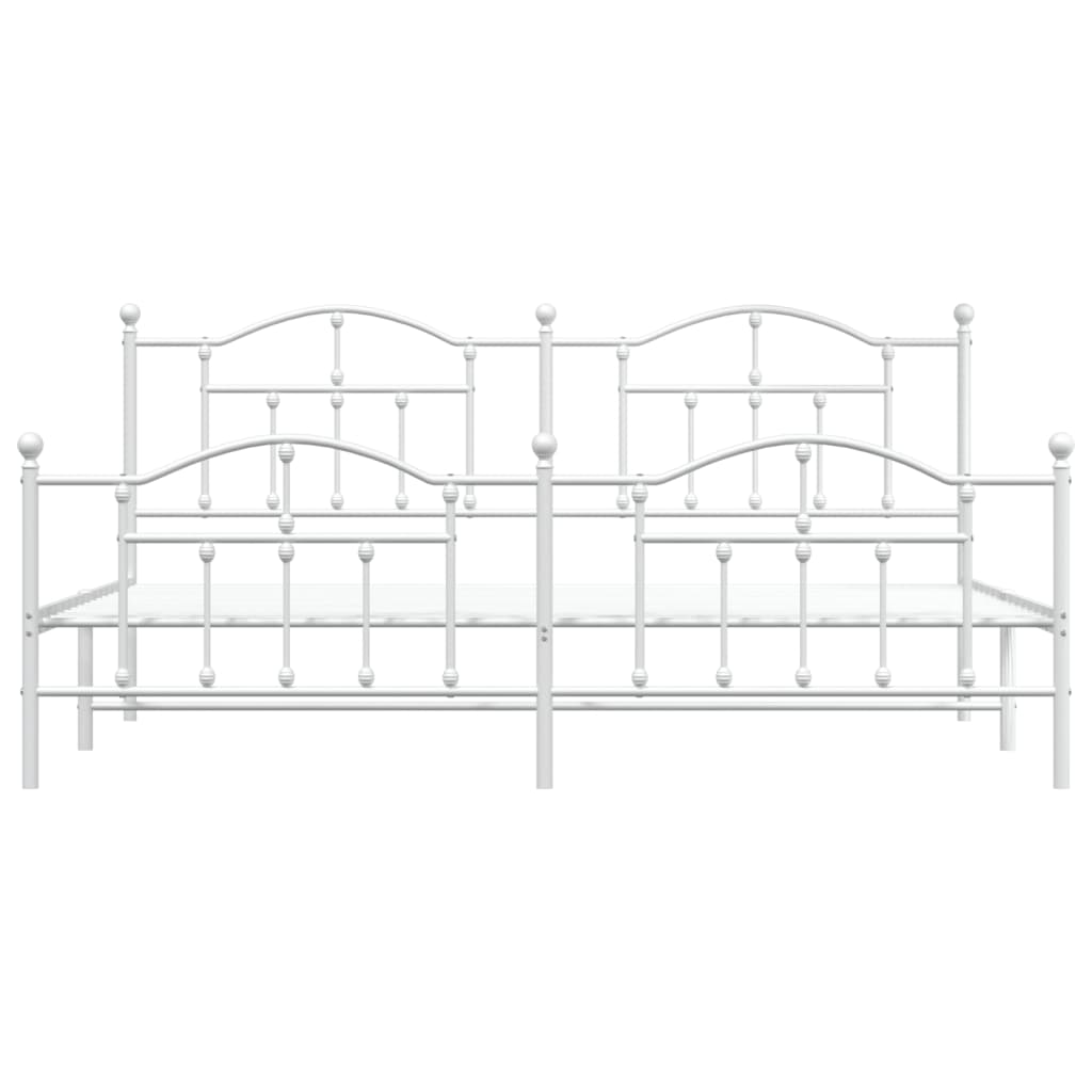 Cadre de lit métal sans matelas et pied de lit blanc 200x200 cm - XIOS