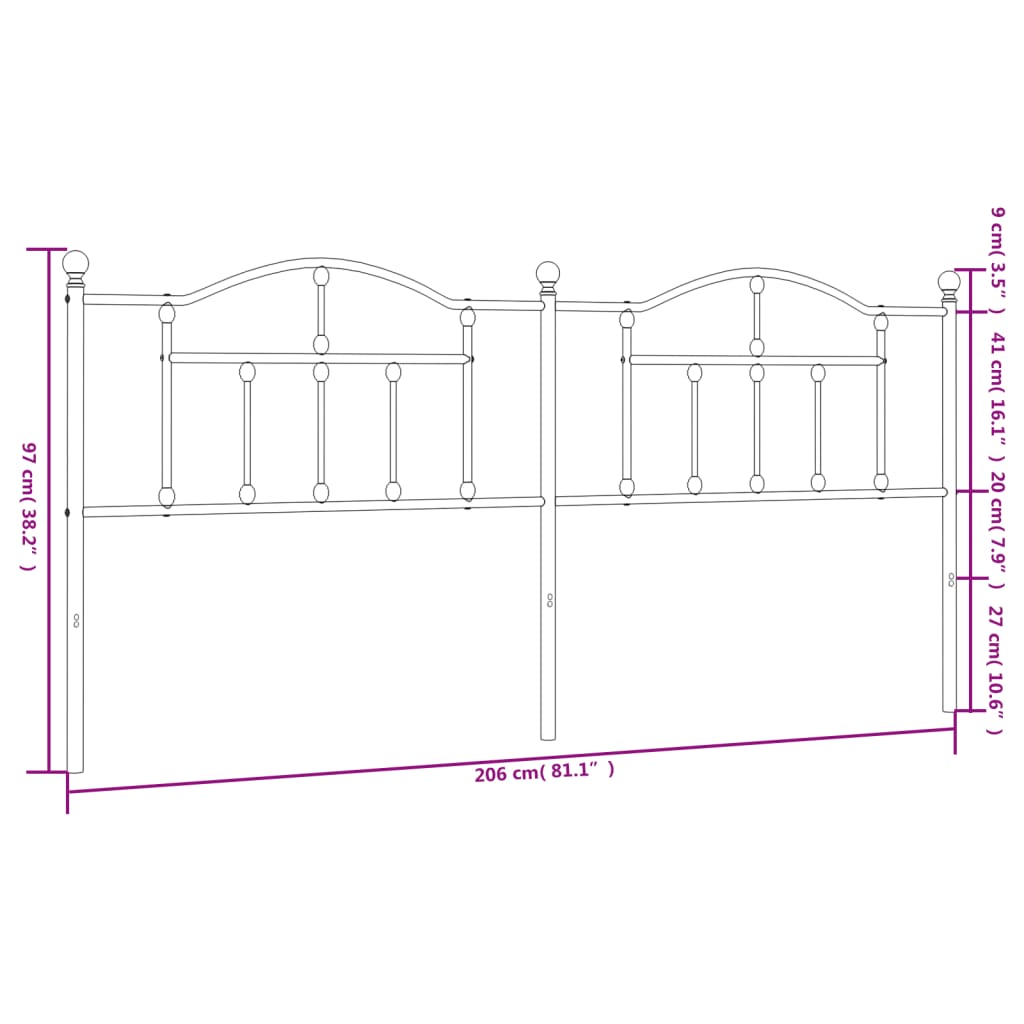 Tête de lit métal blanc 200 cm - XIOS