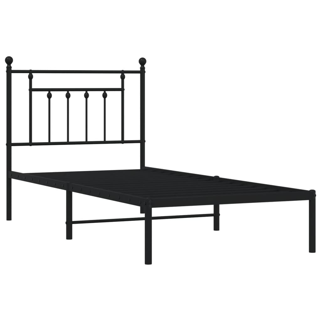 Cadre de lit métal sans matelas avec tête de lit noir 80x200 cm - XIOS