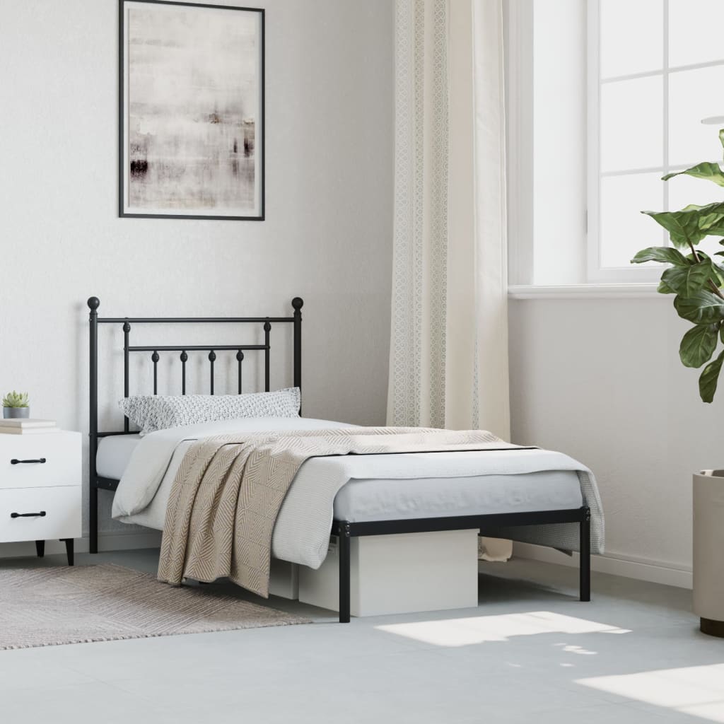 Cadre de lit métal sans matelas avec tête de lit noir 80x200 cm - XIOS