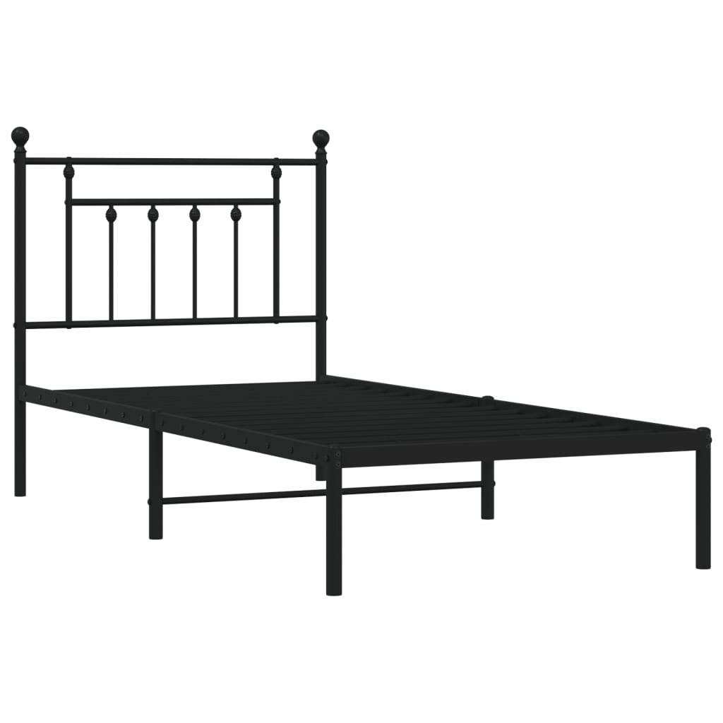 Cadre de lit métal sans matelas avec tête de lit noir 90x190 cm - XIOS