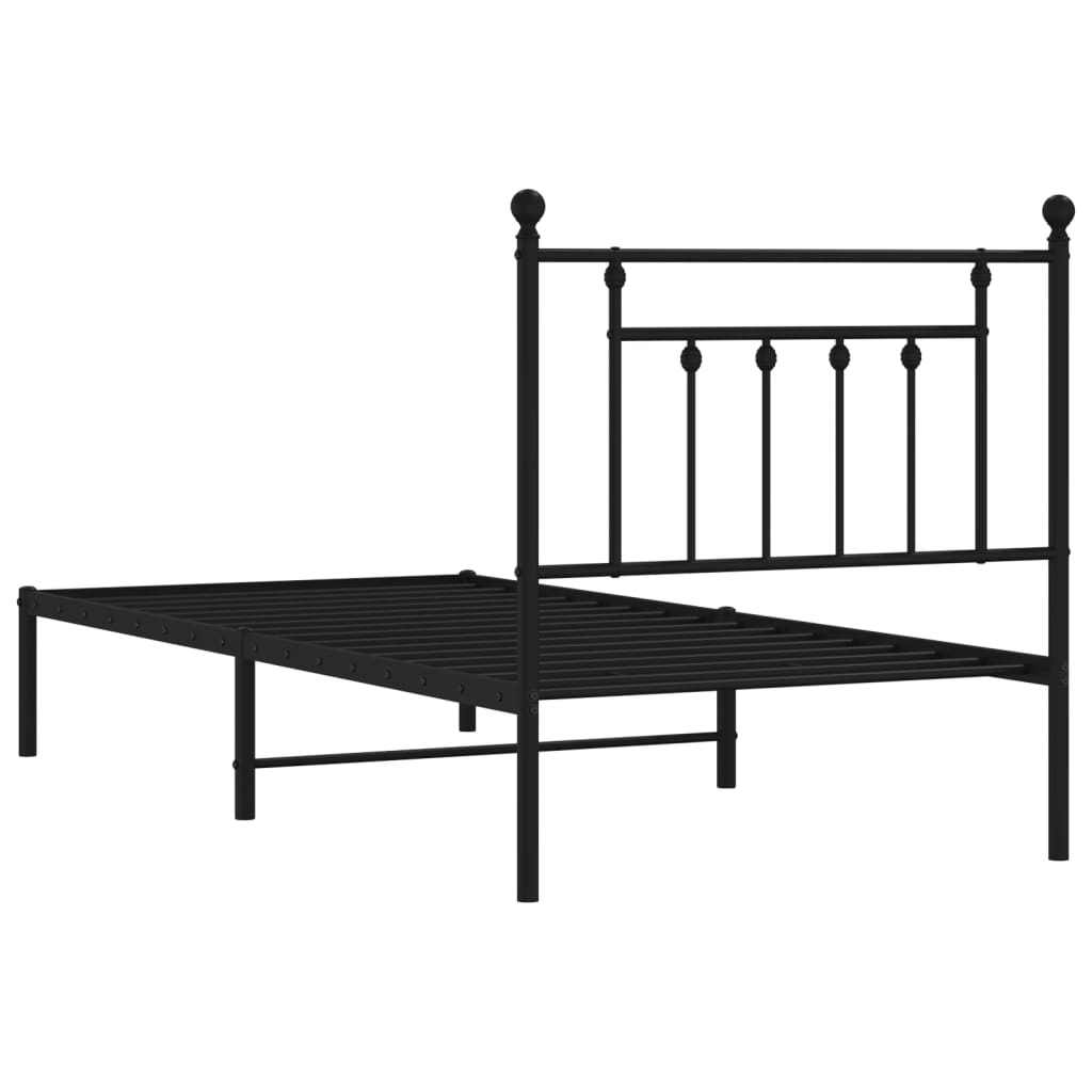 Cadre de lit métal sans matelas avec tête de lit noir 90x190 cm - XIOS