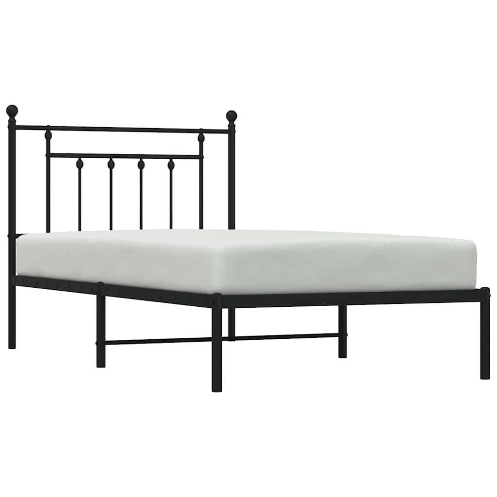 Cadre de lit métal sans matelas avec tête de lit noir 100x190cm - XIOS