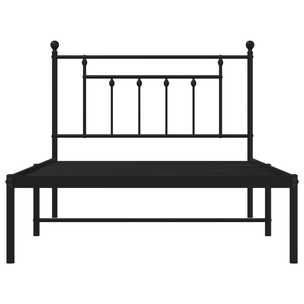 Cadre de lit métal sans matelas avec tête de lit noir 107x203cm - XIOS