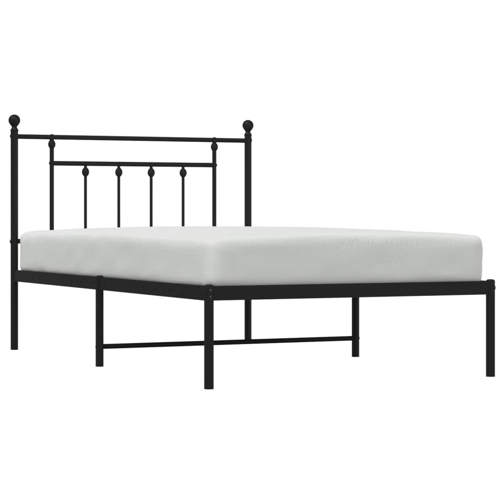 Cadre de lit métal sans matelas avec tête de lit noir 107x203cm - XIOS