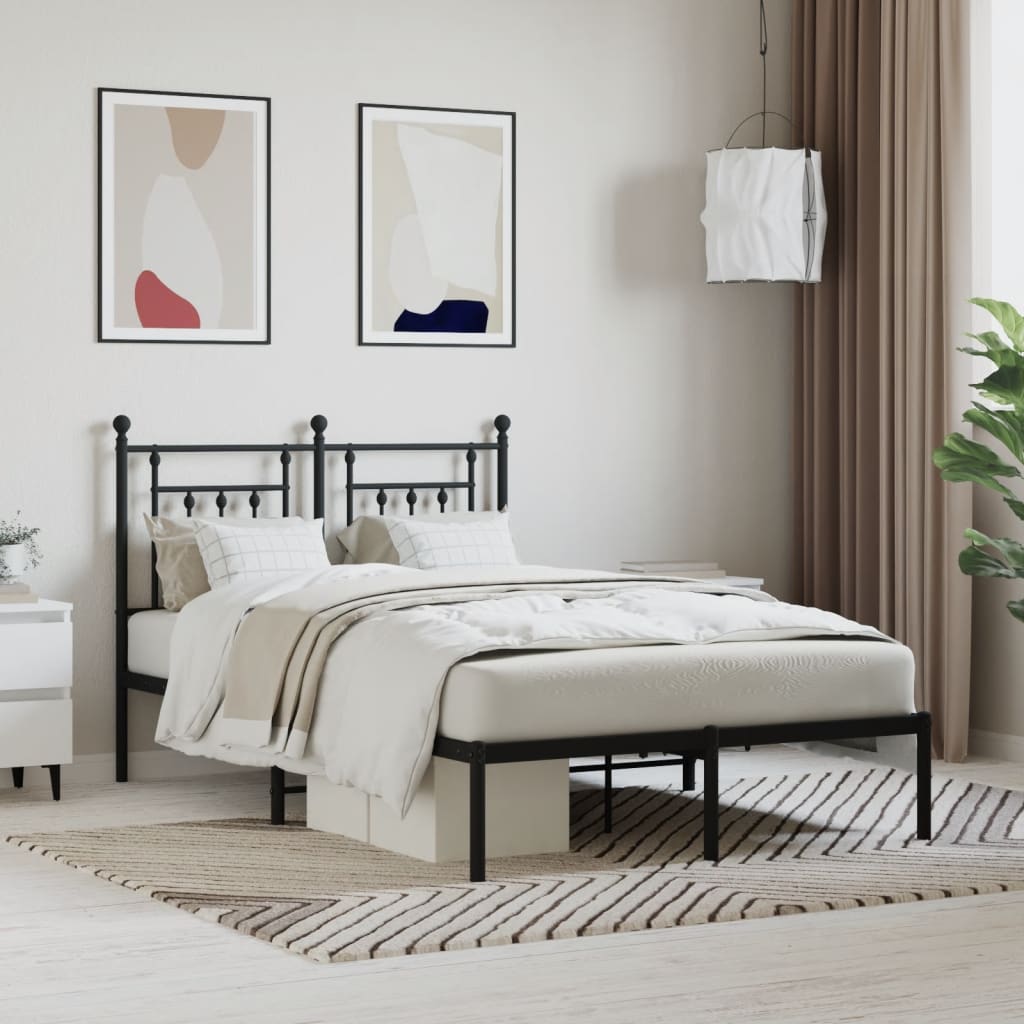 Cadre de lit métal sans matelas avec tête de lit noir 120x190cm - XIOS