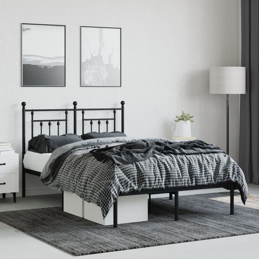 Cadre de lit métal sans matelas avec tête de lit noir 120x200cm - XIOS