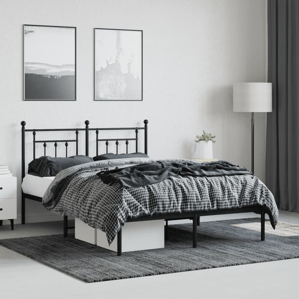 Cadre de lit métal sans matelas avec tête de lit noir 140x190cm - XIOS