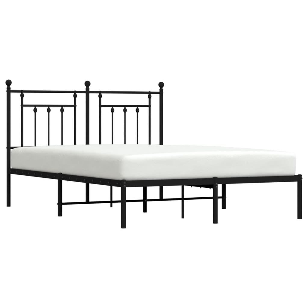 Cadre de lit métal sans matelas avec tête de lit noir 140x190cm - XIOS