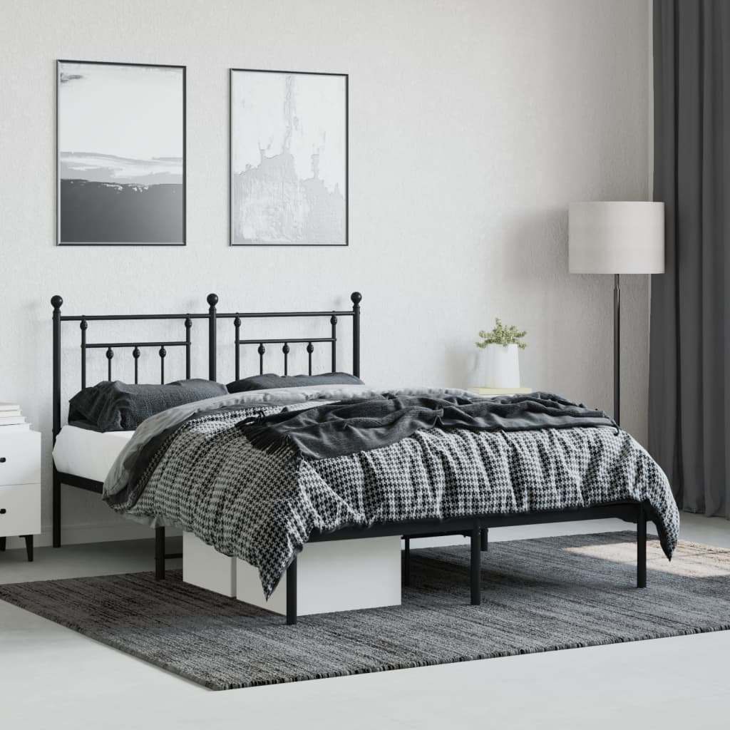 Cadre de lit métal sans matelas avec tête de lit noir 140x200cm - XIOS
