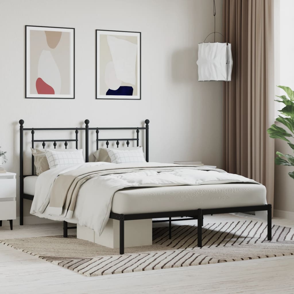 Cadre de lit métal sans matelas avec tête de lit noir 140x200cm - XIOS