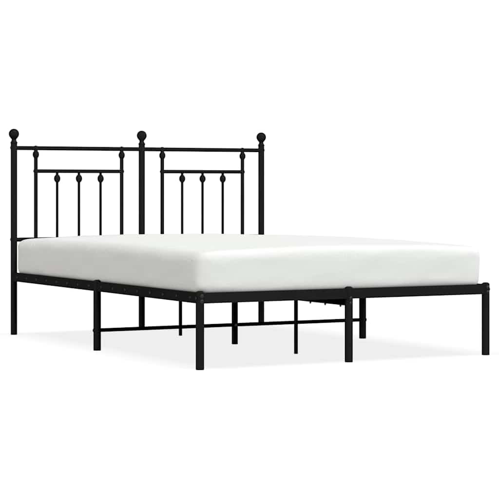 Cadre de lit métal sans matelas avec tête de lit noir 150x200cm - XIOS