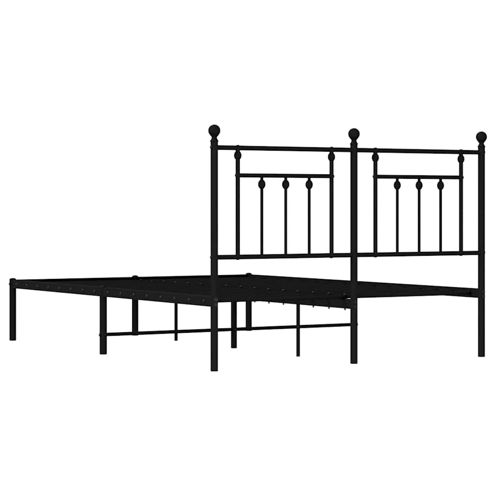 Cadre de lit métal sans matelas avec tête de lit noir 150x200cm - XIOS