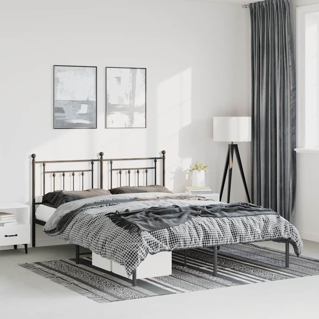 Cadre de lit métal sans matelas avec tête de lit noir 150x200cm - XIOS