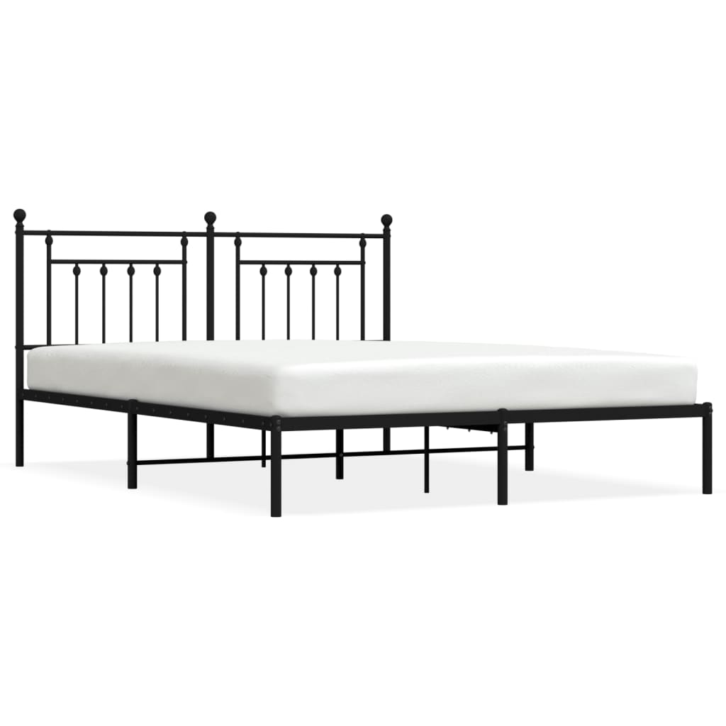 Cadre de lit métal sans matelas et tête de lit noir 160x200 cm - XIOS