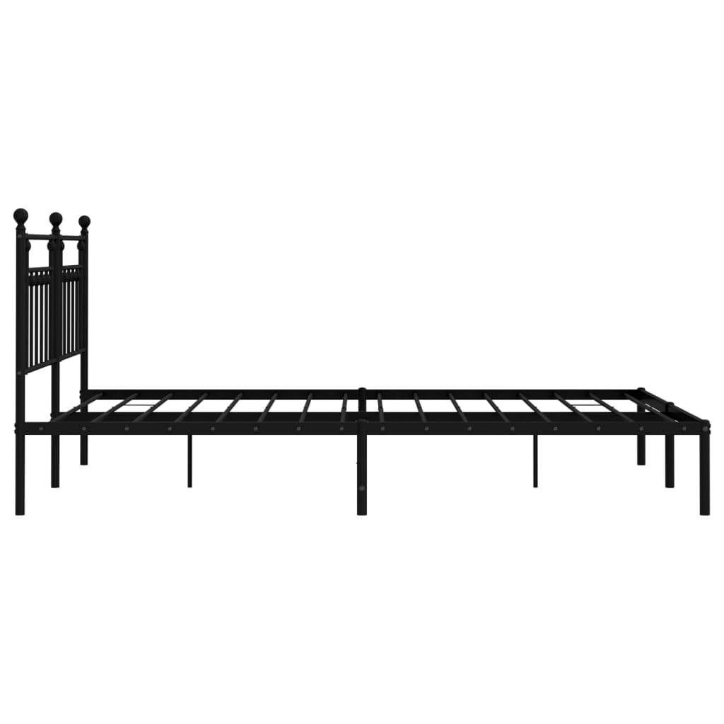 Cadre de lit métal sans matelas et tête de lit noir 160x200 cm - XIOS