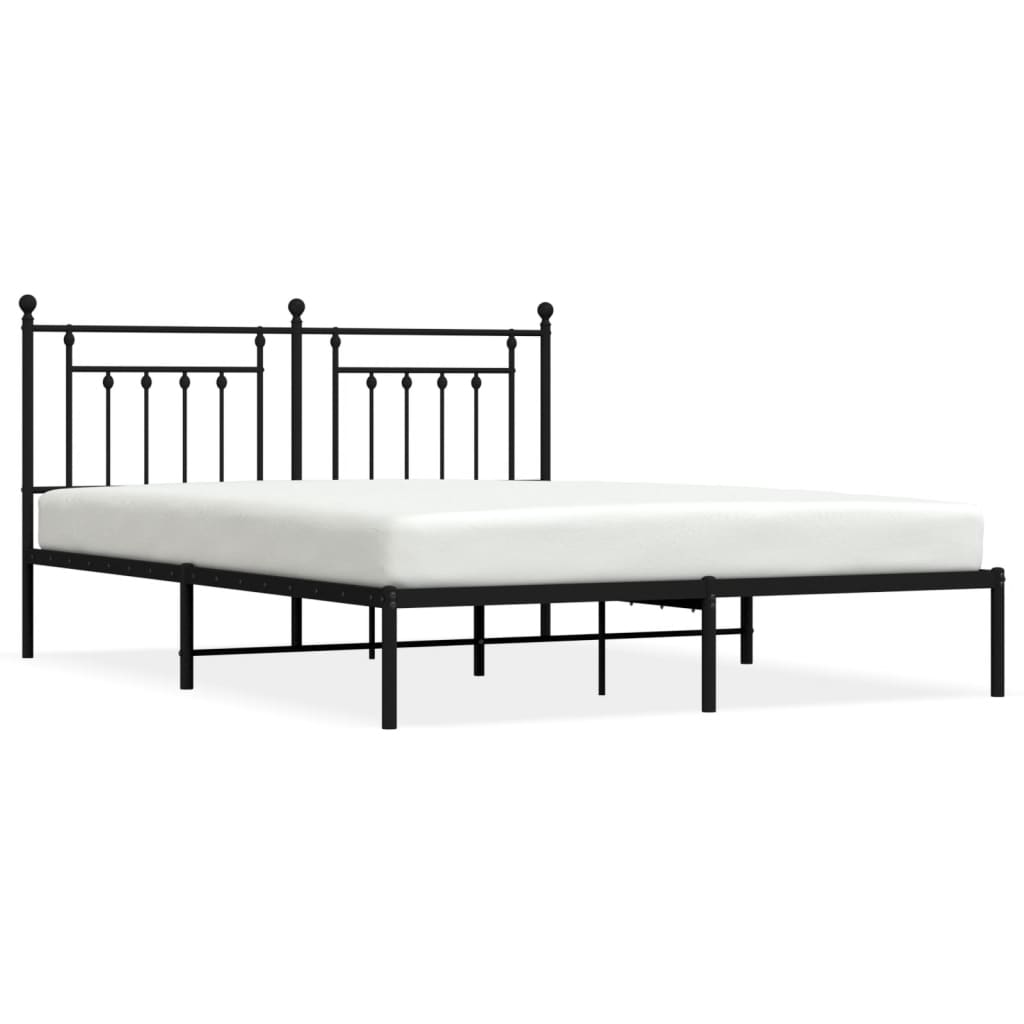 Cadre de lit métal sans matelas et tête de lit noir 180x200 cm - XIOS