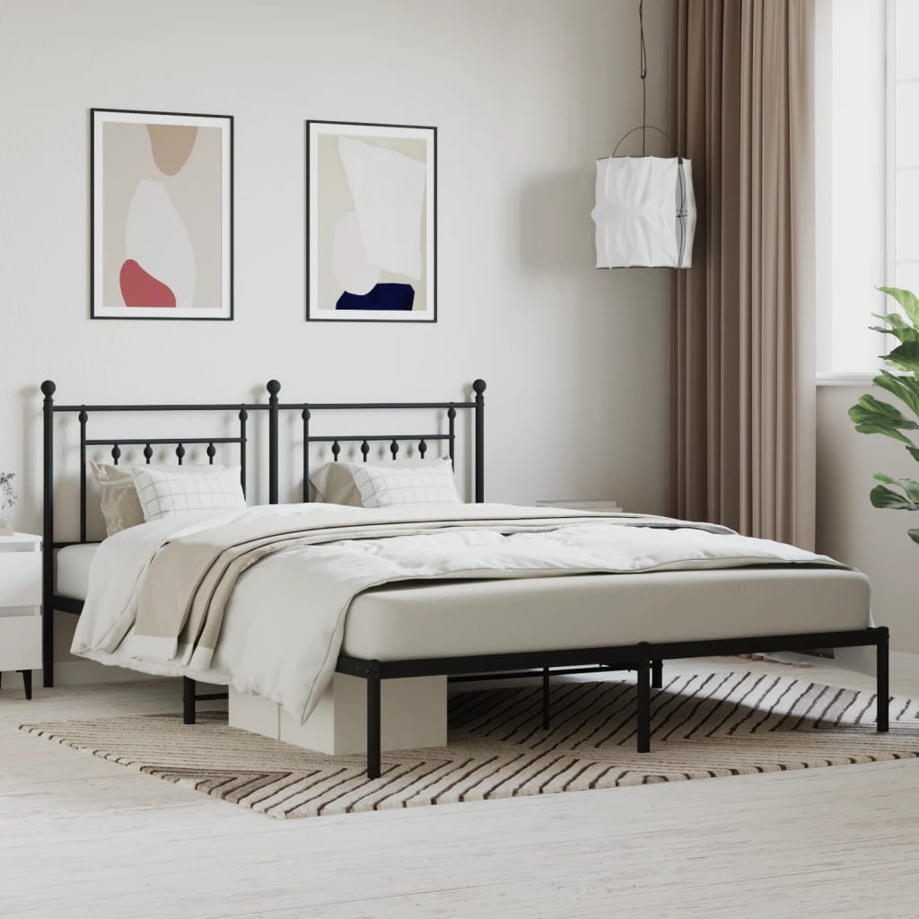 Cadre de lit métal sans matelas et tête de lit noir 180x200 cm - XIOS