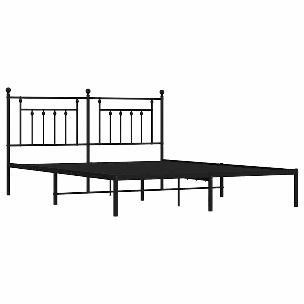Cadre de lit métal sans matelas avec tête de lit noir 183x213cm - XIOS
