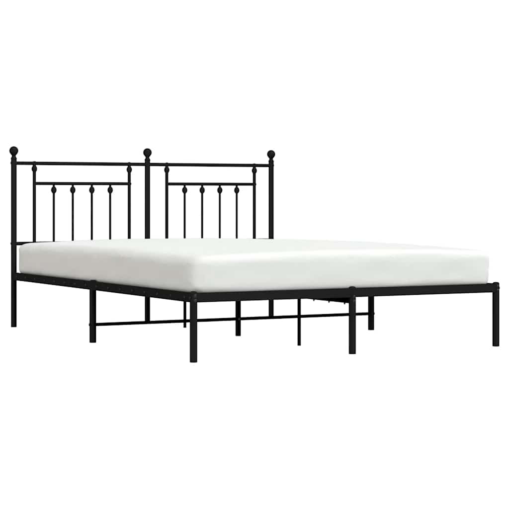 Cadre de lit métal sans matelas avec tête de lit noir 183x213cm - XIOS