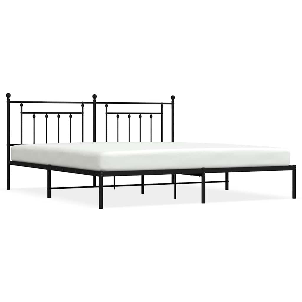 Cadre de lit métal sans matelas avec tête de lit noir 193x203cm - XIOS