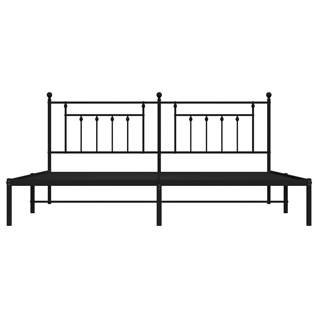 Cadre de lit métal sans matelas avec tête de lit noir 193x203cm - XIOS