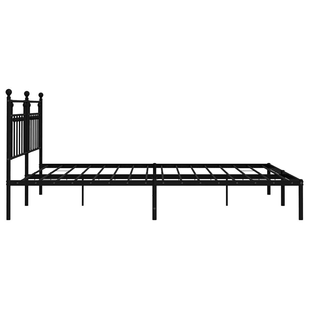 Cadre de lit métal sans matelas avec tête de lit noir 193x203cm - XIOS